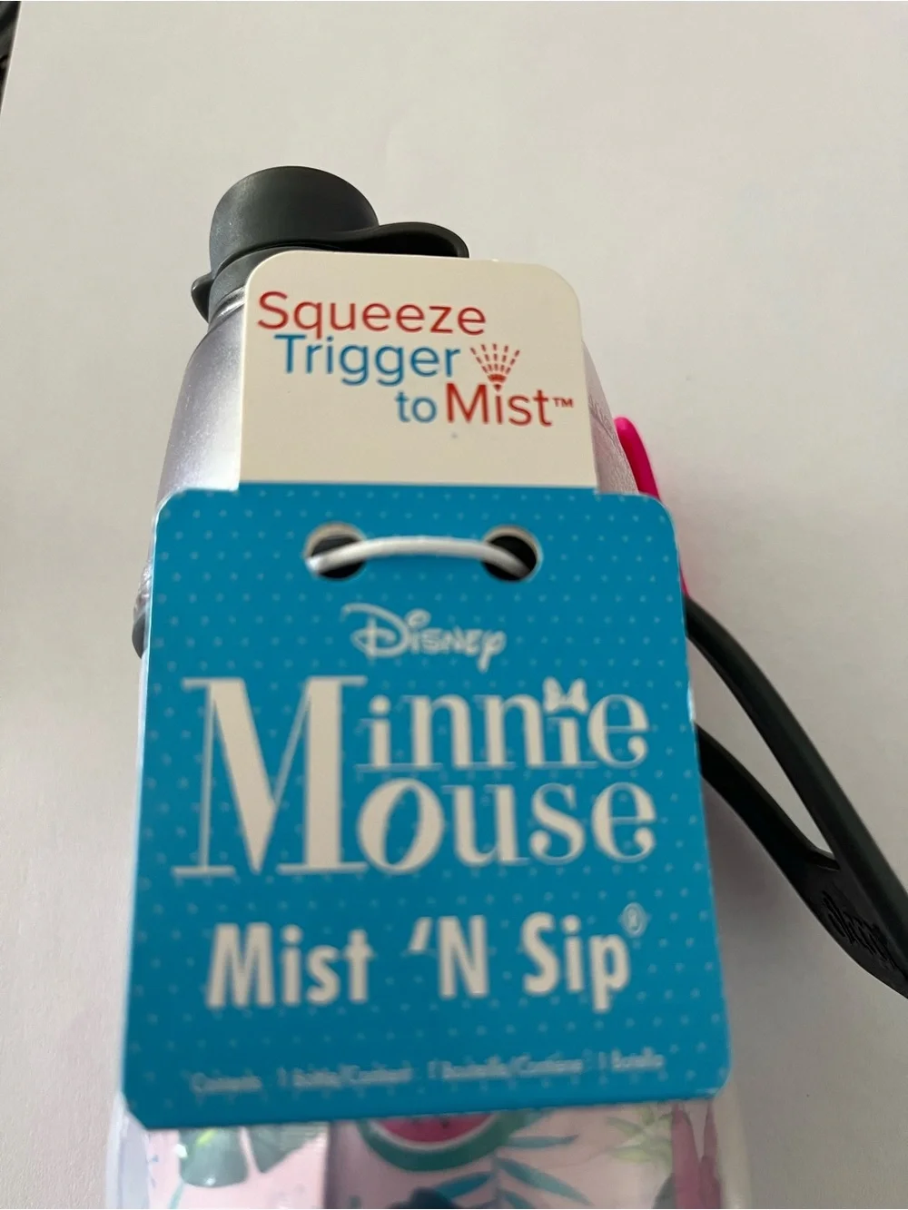 Disney Minnie Mouse Pink Kids Squeezable Water Bottle w/ Mist trigger